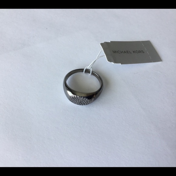 Michael Kors~Black Rhodium-Plated Sterling Silver Signet Ring - Picture 5 of 5